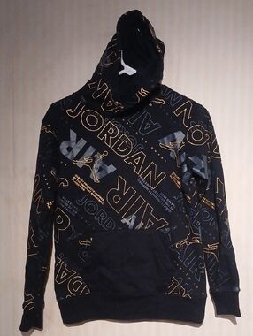 Jordan Black Hoodie with Red Jumpman and Gold Accent Print